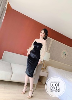 Bigsize Đầm body tay lưới D316