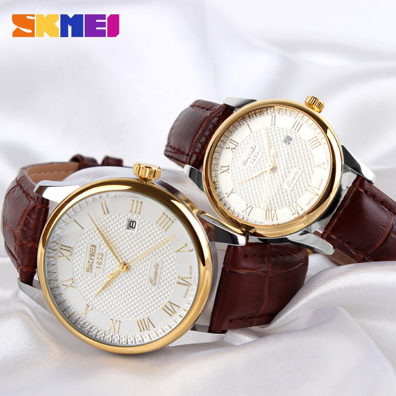 Đồng hồ đôi SKMEI chính hãng 9058 dây da chống nước cao cấp | BigBuy360 - bigbuy360.vn