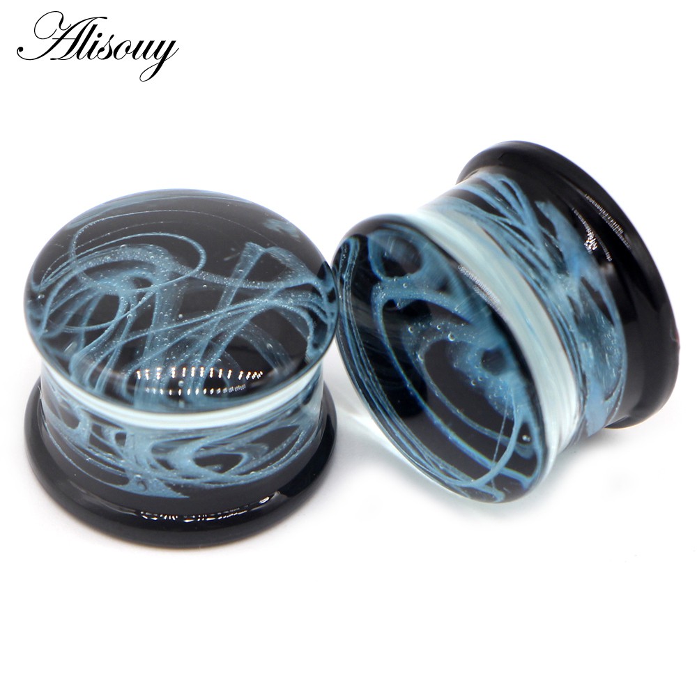 Alisouy Set 2 Khuyên Nong Tai Bằng Thủy Tinh Nhiều Màu Kích Thước 6-16mm Thời Trang Cho Nam Và Nữ