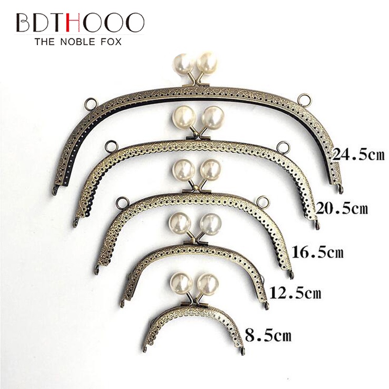 Khung Tay Cầm Túi Xách 8.5cm 12.5cm 16.5cm 20.5cm 24.5cm Bằng Kim Loại Đính Ngọc Trai Trắng Sang Trọng