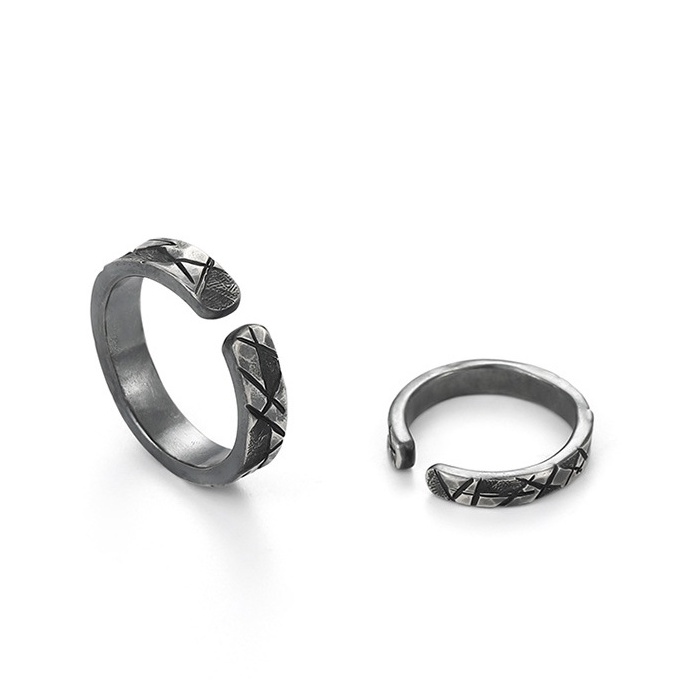Nhẫn đôi Nhẫn cặp Nam nữ Thiết kế ban đầu Mạ bạc Làm bằng tay Cổ điển Màu bạc Quà tặng Hoa văn Làm như cũ NH-226