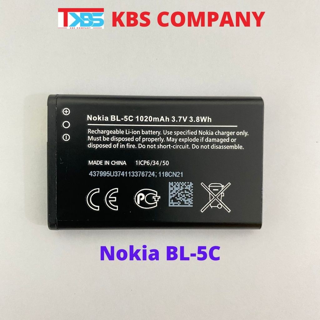 Pin Nokia BL-4C/5C Chính hãng KBS cho máy 1280/1200/105/1110i/1202. Bảo hành 6 tháng.