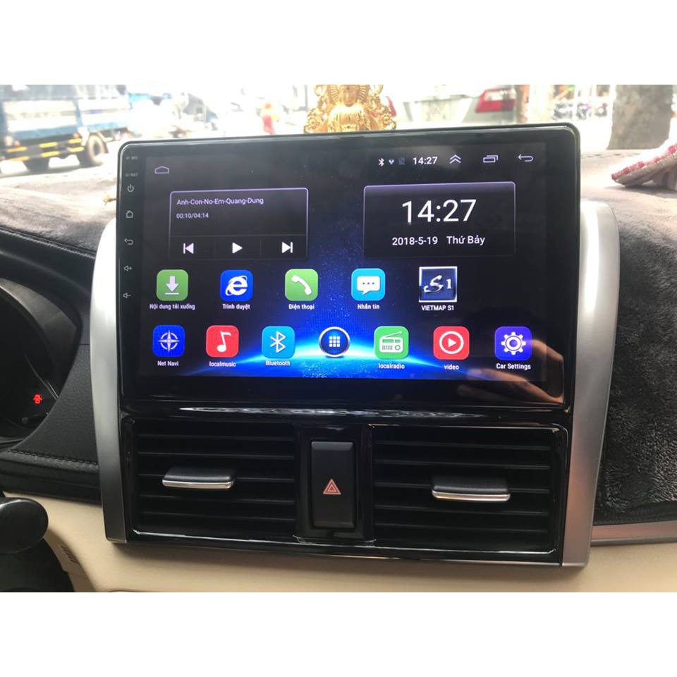 VIOS, Màn hình androi cắm sim 4G, wifi cho xe XE Toyota Vios 2014-2017 tặng sim 4G, có khiển giọng nói