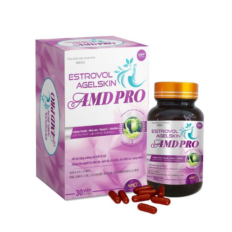 AMDPRO Estrovol Agelskin lọ 30 viên phân phối tại Nhật và Việt Nam cải thiện nội tiết tố nữ