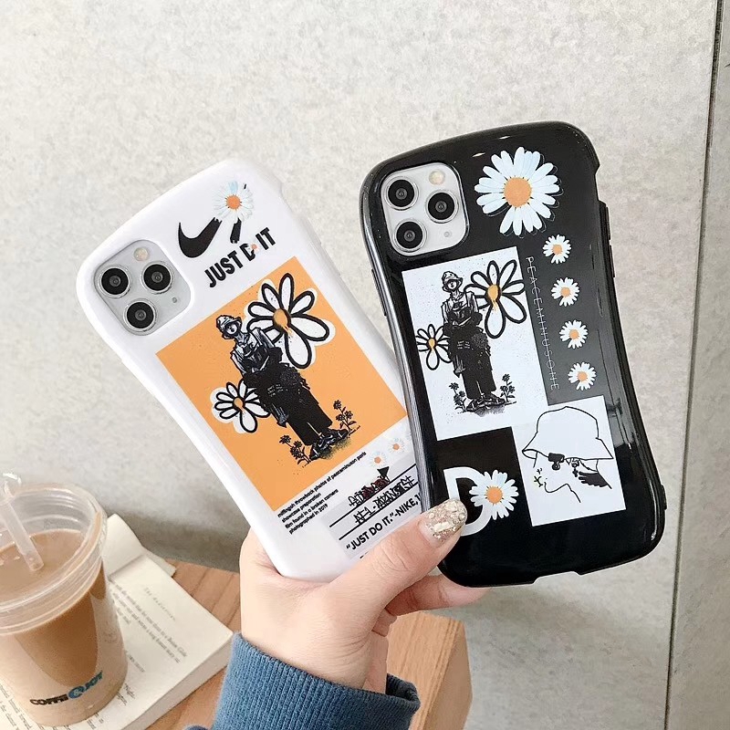 Ốp lưng silicone hình hoa cúc cho iPhone 11 Pro Max Xr Xs Max 6 6S 7 8 Plus