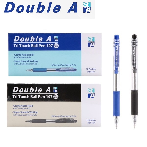 Bút bi Double A TriTouch 0.7mm, Màu xanh, đen