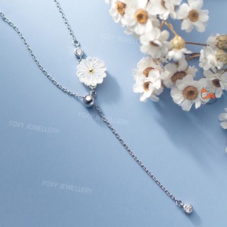 Foxy - dây chuyền cúc họa mi khảm trai bạc 925 cao cấp-vòng cổ cúc họa mi