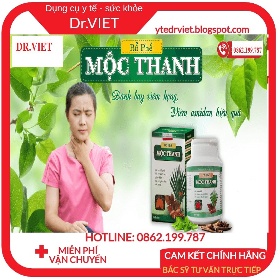 COMBO BỔ PHẾ MỘC THANH Gồm 1 Hộp Bổ Phế 60 Viên và 1 Chai Siro Bổ phế Mộc Thanh Hỗ trợ Viêm họng hạt Viêm Amidan, Ho Đờm