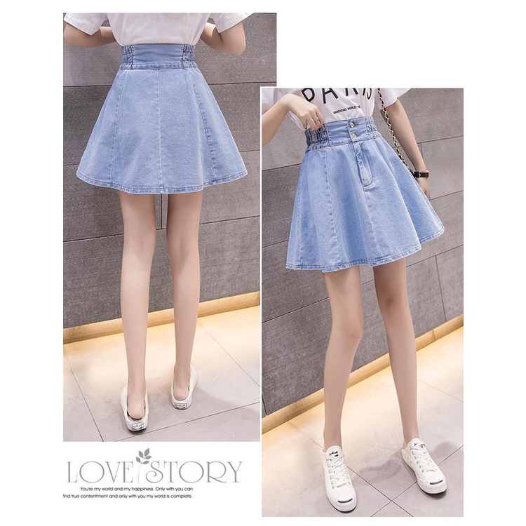 Chân Váy Denim Chữ A Lưng Cao Thời Trang Dành Cho Nữ