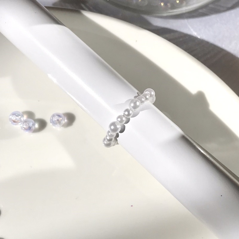 Beaded Rings - Nhẫn hạt giả ngọc trai trơn basic phong cách Hàn Quốc siêu dễ thương 🌈🌈🌈