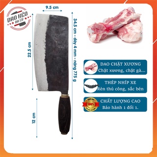 Dao chặt xương bản to nhíp xe cán gỗ lim, chặt gà, chặt thịt, rèn từ thép nhíp xe siêu bền, cán gỗ lim chắc chắn - d13