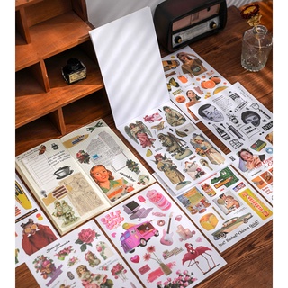 Sổ 200 hình dán trang trí sổ tay phong cách cổ điển journal handbook sticker nhiều màu sắc kích thước