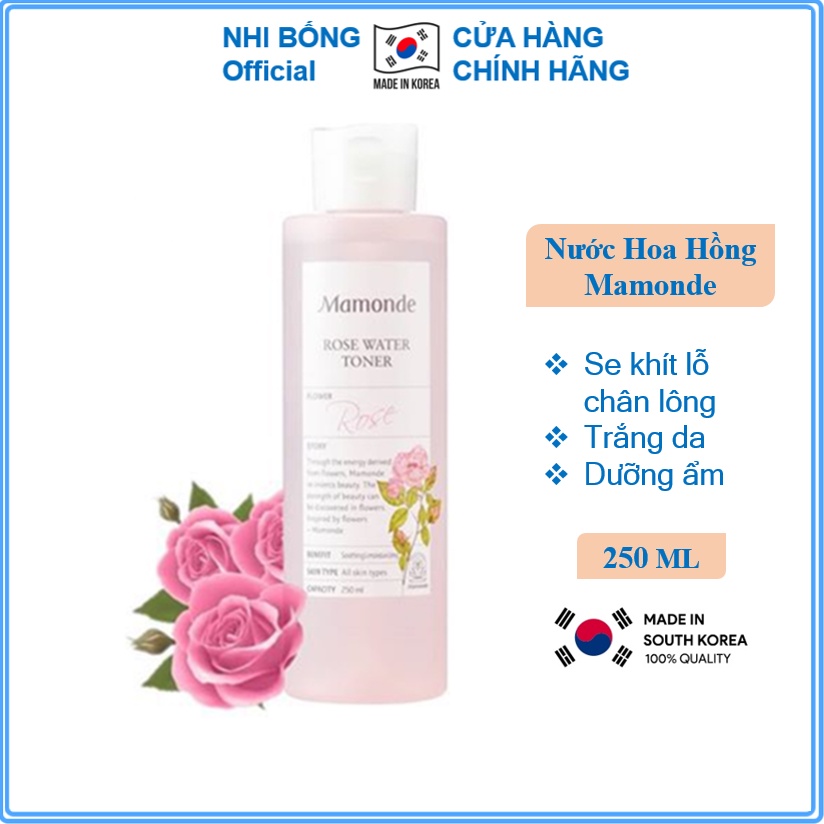 Nước hoa hồng dưỡng da cung cấp độ ẩm Mamonde Rose Water Toner Hàn Quốc 250ml