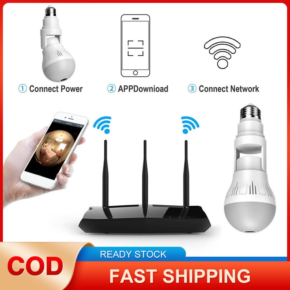360 ° E27 Camera Wifi Kiêm Bóng Đèn Độ Phân Giải toàn cảnh Hidden Wifi Máy Ảnh E27 Ánh Sáng Bóng Đèn HD 1080P An Ninh IP Camera