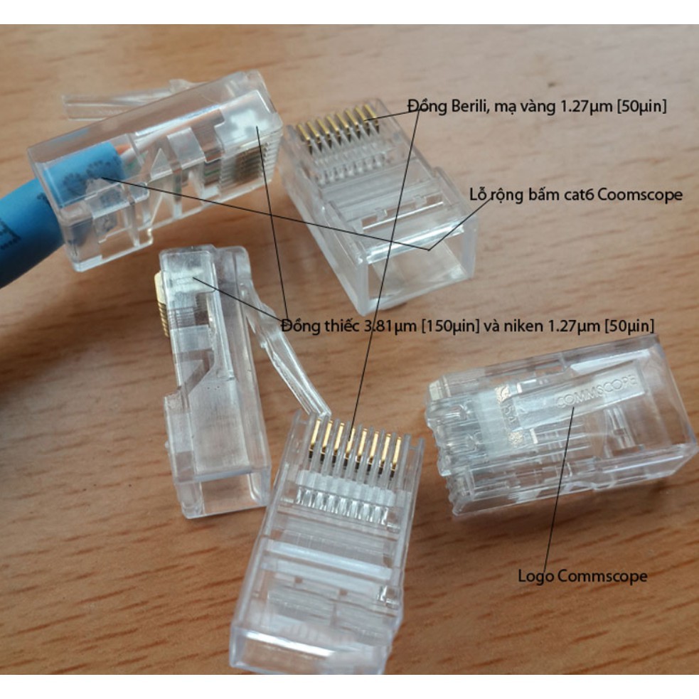 Hạt mạng Cat6 Commscope Hộp 100 hạt chân đồng chính hãng 100%