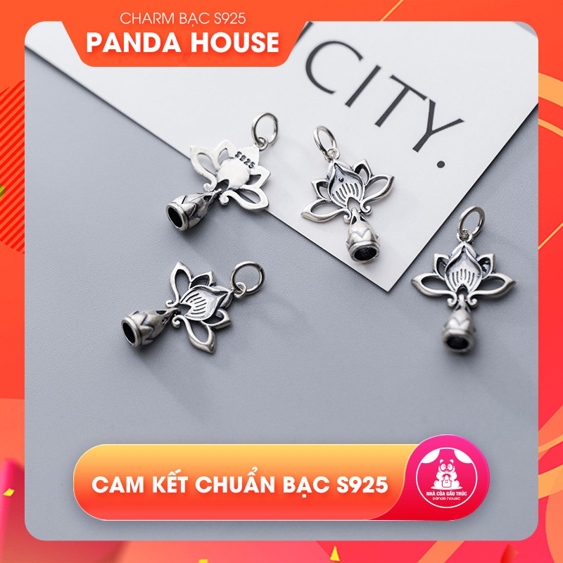 Charm bạc s925 hình hoa sen size 23x18mm (charm treo) - Panda House