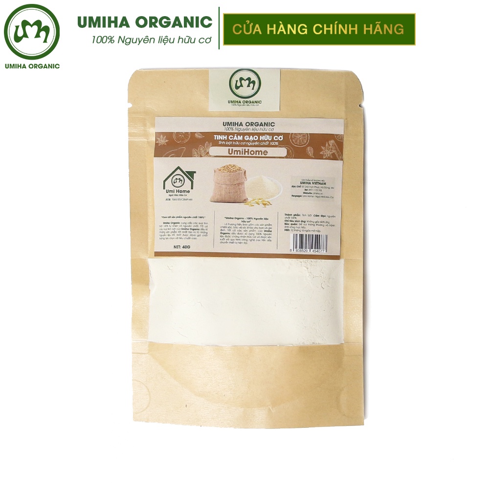 Bột Cám Gạo đắp mặt nạ hữu cơ UMIHOME nguyên chất | Rice Bran Flour 100% Organic 35G
