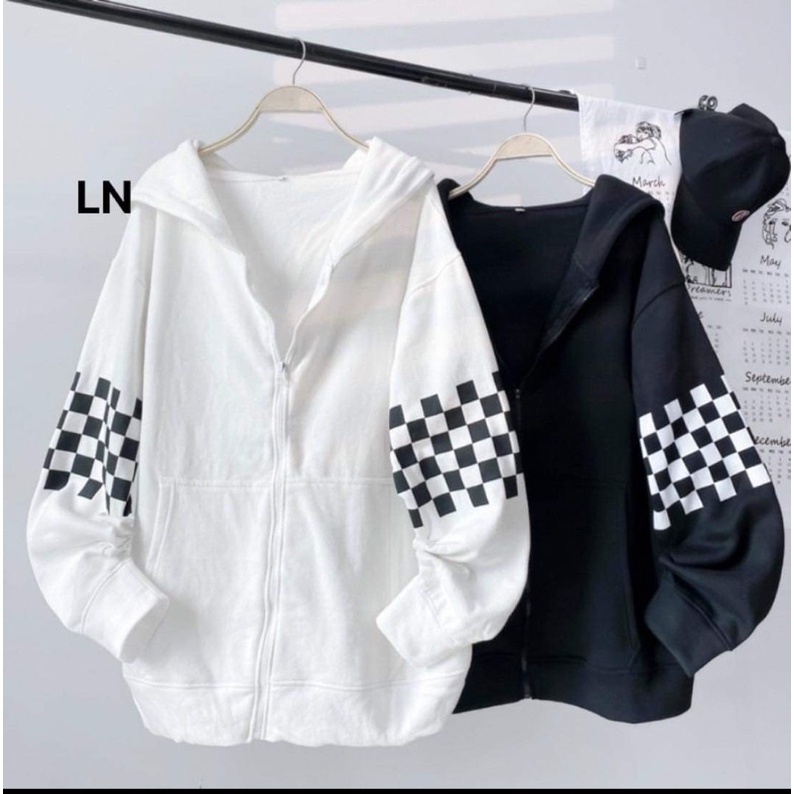 Áo khoác nỉ tay Caro mũ 2 lớp TH6