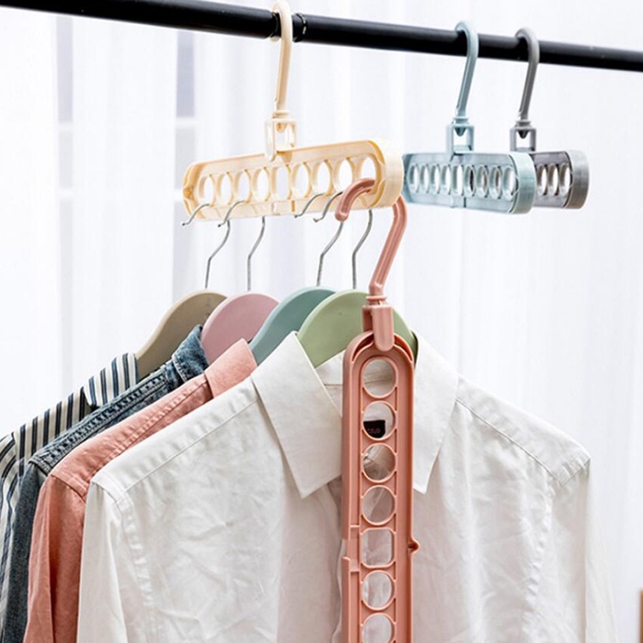 Móc treo quần áo 9 lỗ đa năng hongkong_store sieure888 móc treo quần áo nhựa siêu bền nhiều màu