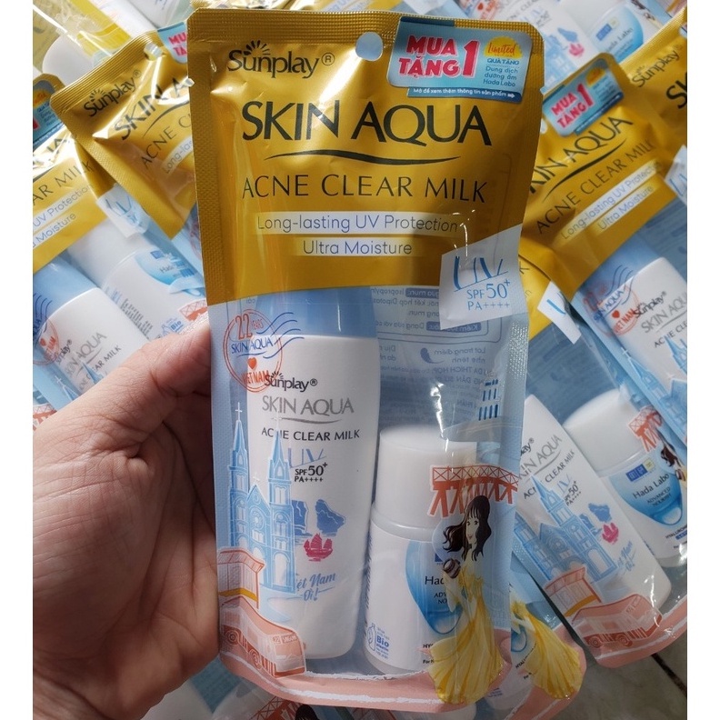 Kem chống nắng dưỡng da ngừa mụn Sunplay Skin Aqua Acne Clear Milk SPF50+, PA++++ 25gr