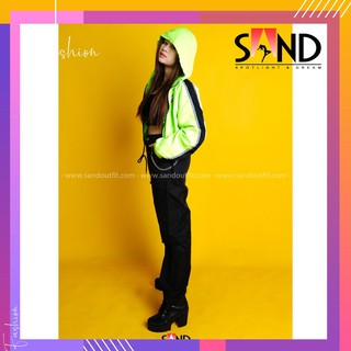 Áo Khoác Dù Có Nón Xanh Neon