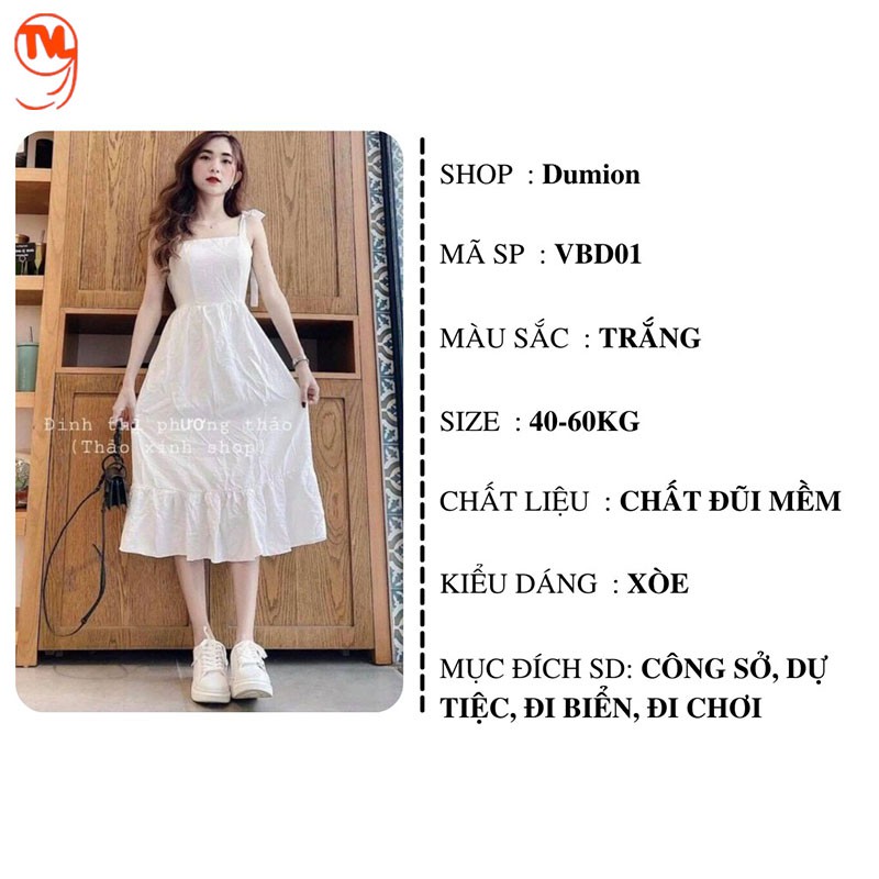 Đầm babydoll trắng TVL1999, đầm hai dây dáng xòe trắng trơn chất liệu cao cấp mềm mại mát mẻ thời trang mùa hè cho nữ | BigBuy360 - bigbuy360.vn