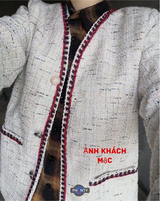 ÁO KHOÁC DẠ TWEED  CÚC HOA ( ảnh thật cuối bài )