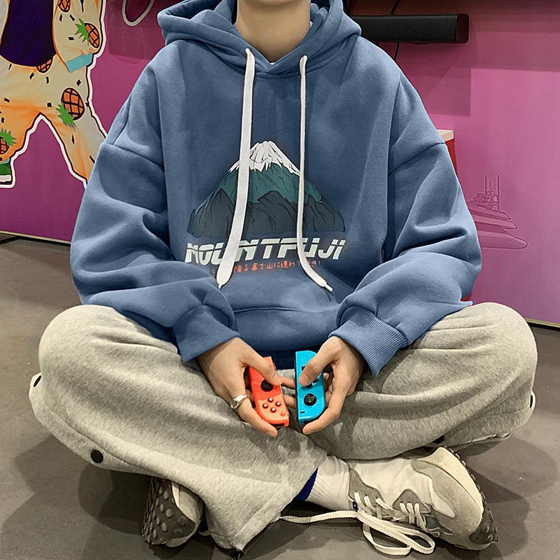 Áo hoodie tay dài dáng rộng in họa tiết núi tuyết thời trang cao cấp cho nam