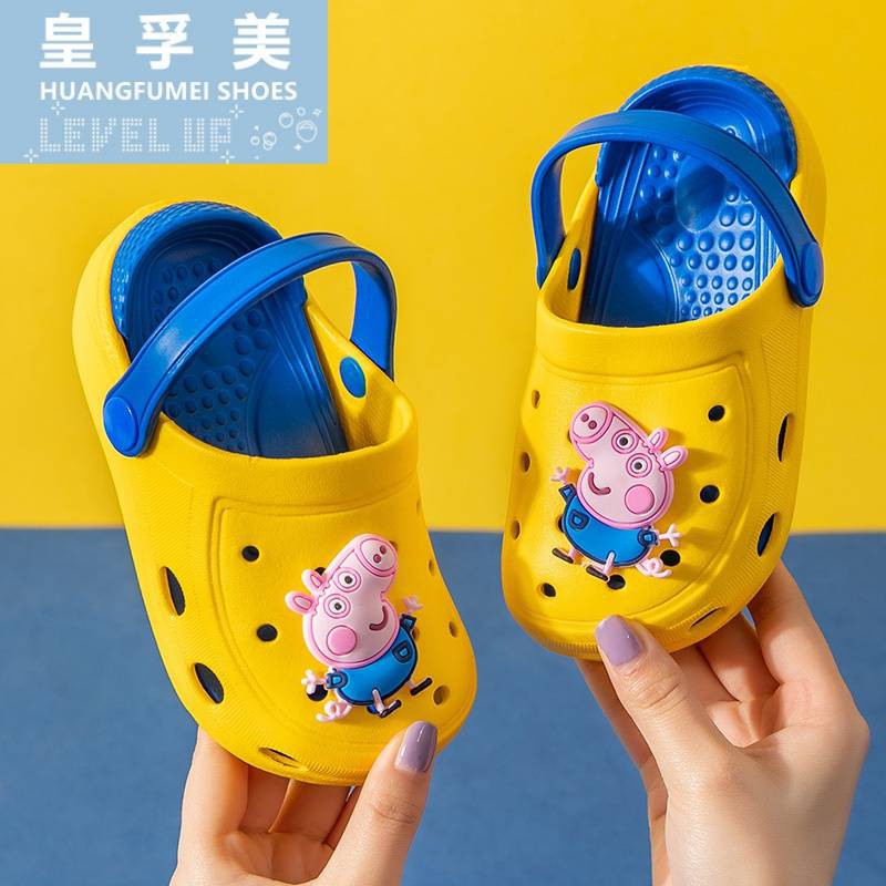 Pig Pig Parges Baby Cave Bad Shoes Children's Slippers Summer Male and girls Download Soft Band Beach Shoes Children's Package Sandals