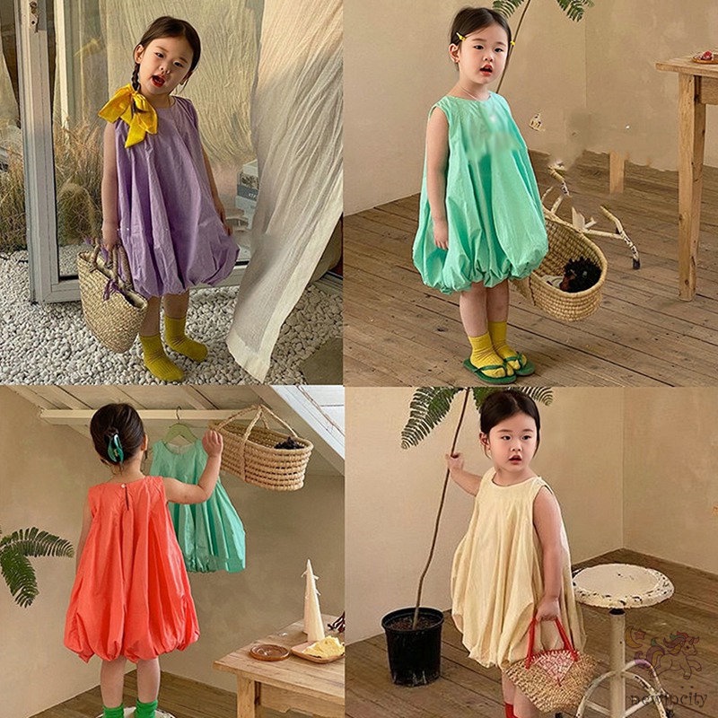 Đầm Dây Phong Cách Hàn Quốc Thời Trang Mùa Hè Dành Cho Bé Gái