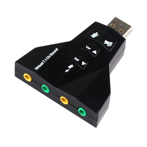 [Usb ra sound] Thiết bị chuyển đổi từ usb ra card âm thanh 7.1 hình phi thuyền hỗ trở 2 cổng tai nghe 2 cổng mic tự nhận