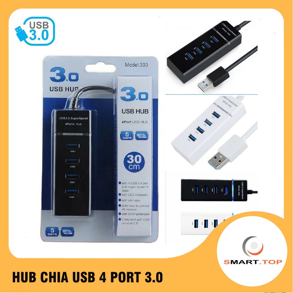 ⚡️Freeship⚡️Bộ chia 4 Cổng USB 3.0 Dây Dài 30cm - HUB USB 3.0 4 Port