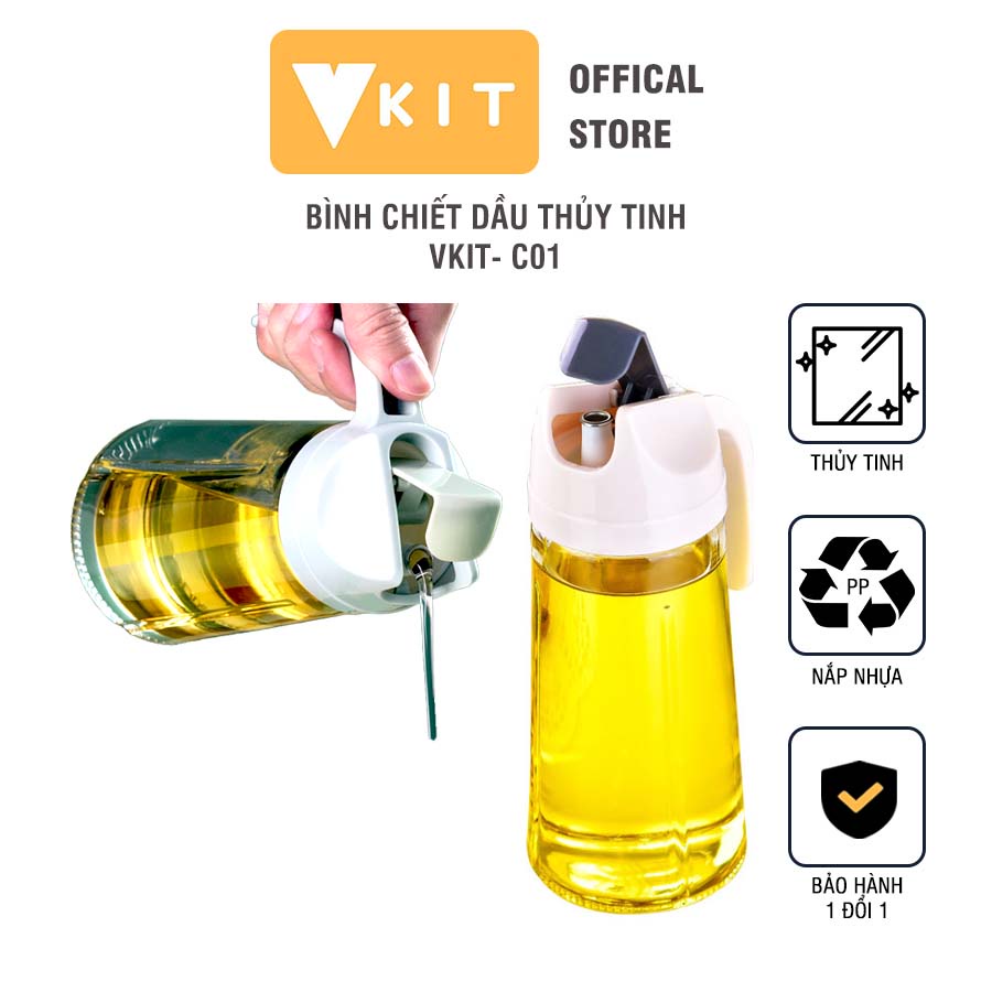Bình chiết dầu thủy tinh tiện lợi, an toàn cho sức khỏe Vkit C01