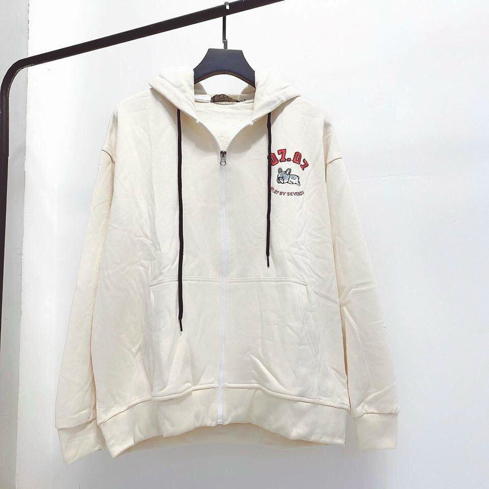 Áo Khoác Hoodie Nữ Chống Nắng Unisex Chất Liệu Nỉ Form Rộng Kiểu Hàn Quốc Màu Trắng N05