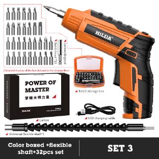 HILDA 4.2V Cordless Electric Screwdriver Lithium Battery Screwdriver with Twistable Handle