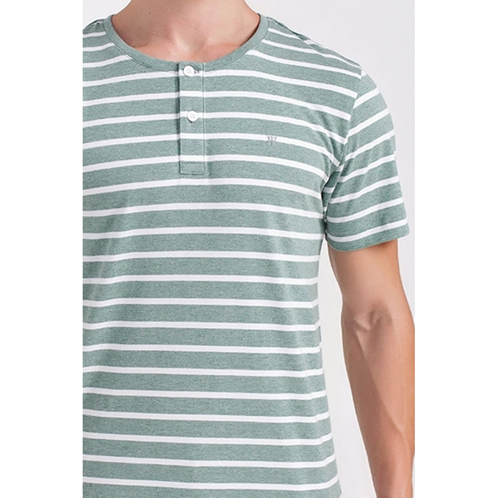 Áo thun cổ henley tay ngắn sọc ngang TS20FH18P-SC