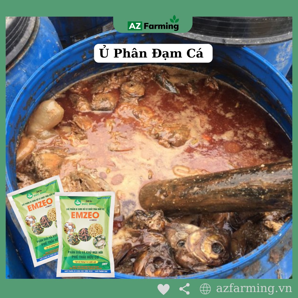 Chế Phẩm EM Emzeo Đức Bình - Ủ Phân Hữu Cơ, Khử Mùi Hôi - Gói 200g - AZ Farming