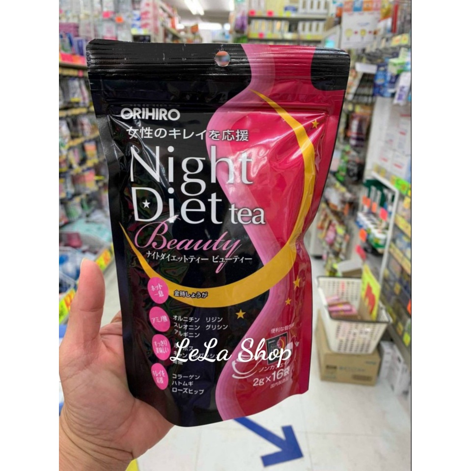 Trà Giảm Cân Collagen Đẹp Da Night Diet Tea Orihiro Nhật Bản (16 gói)