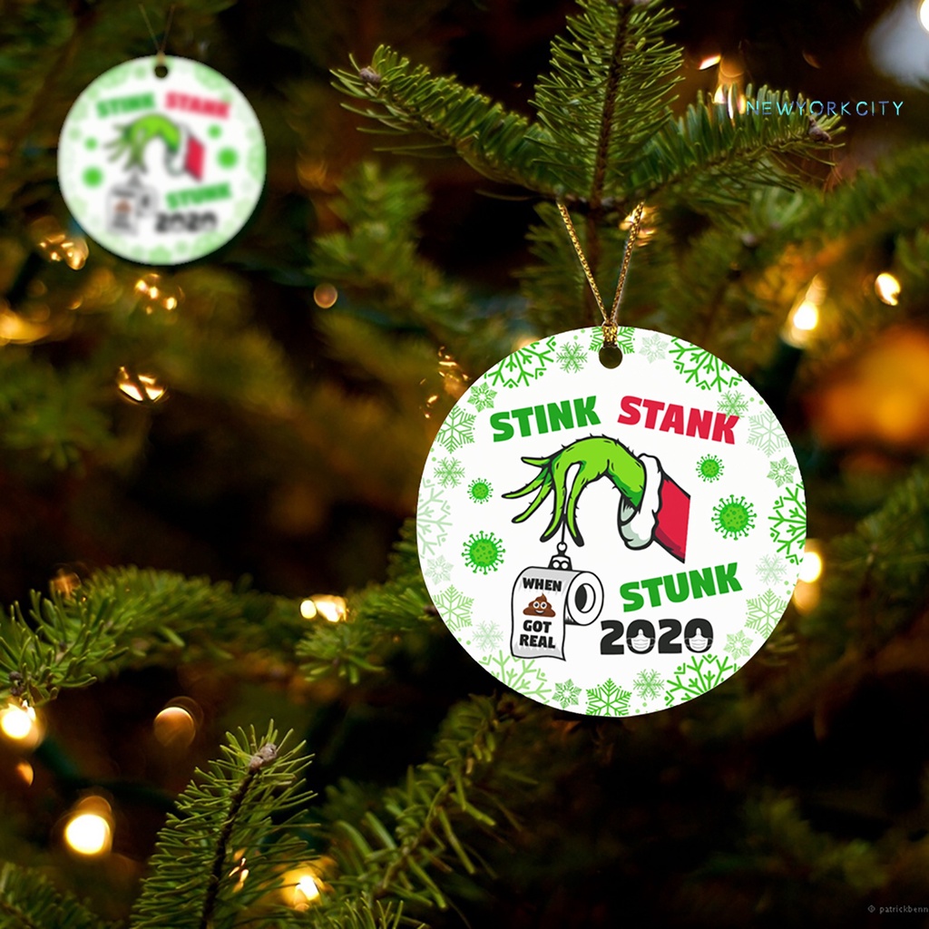 Phụ Kiện Treo Trang Trí Giáng Sinh Bằng Gỗ Hình Tròn Kèm Dây Màu Vàng