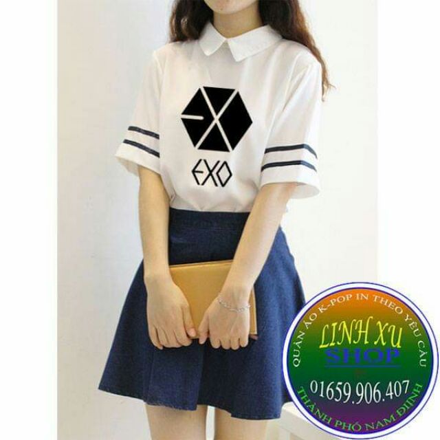 Áo sơ mi ngắn tay EXO in theo yêu cầu
