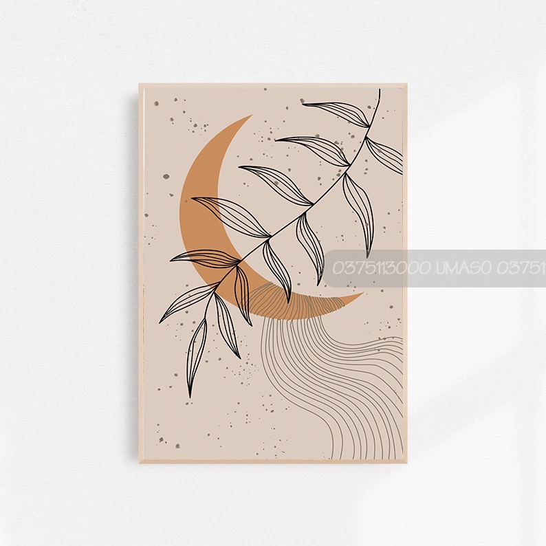 Set 2 tranh mặt trăng và mặt trời treo phòng khách, phòng ngủ chất liệu canvas