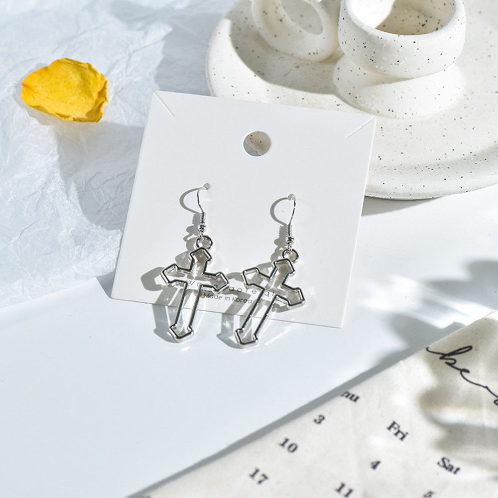 Bông Tai Dáng Dài Mặt Hình Thánh Giá Phong Cách Gothic Thời Trang Cho Nữ
