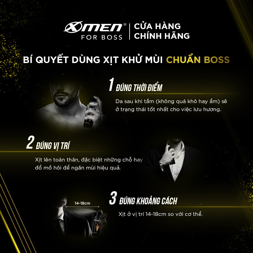 [Mã COSMEN giảm 8% đơn 250K] Combo 2 chai Xịt khử mùi X-Men for Boss Luxury 150ml