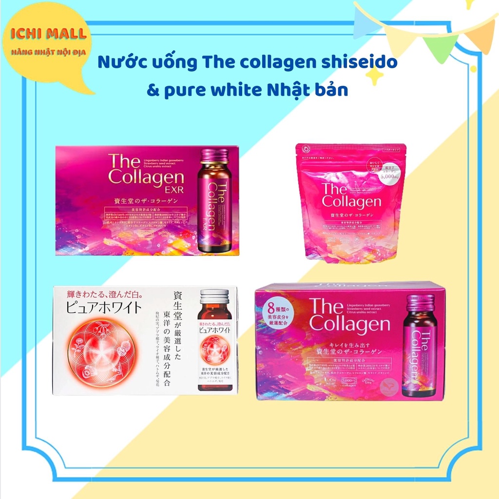 Nước uống The collagen shiseido & pure white Nhật bản 10 lọ