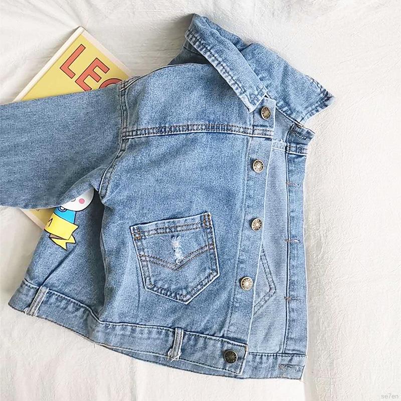 Áo Khoác Denim Có Nón Thời Trang Mùa Thu Cho Bé Gái 2-6 Tuổi