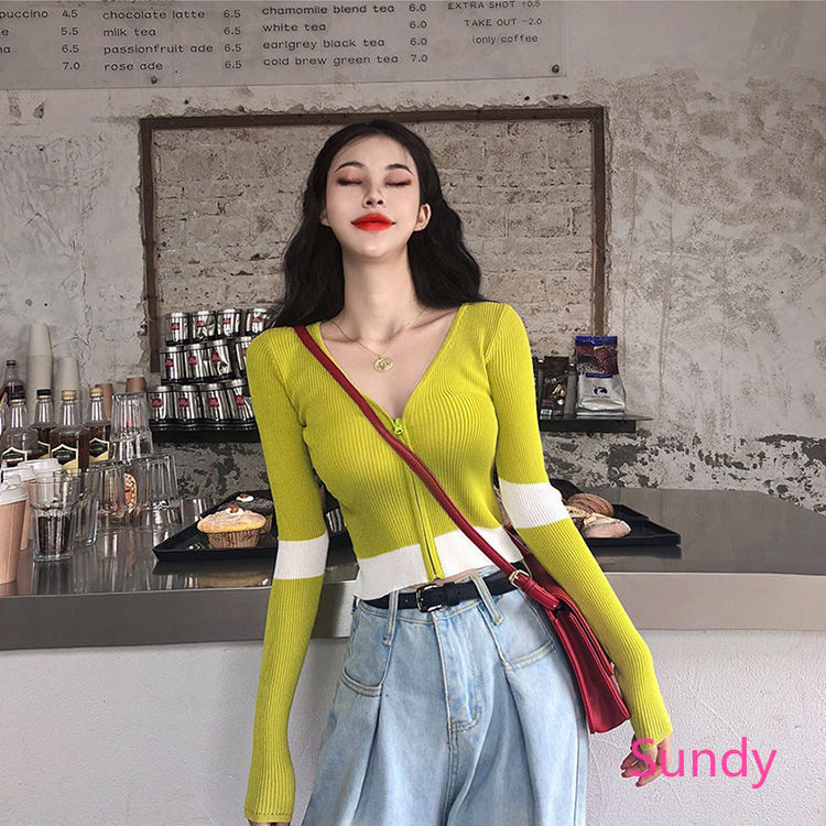 Áo Khoác Cardigan Dài Tay Cổ Chữ V Xinh Xắn Dành Cho Nữ