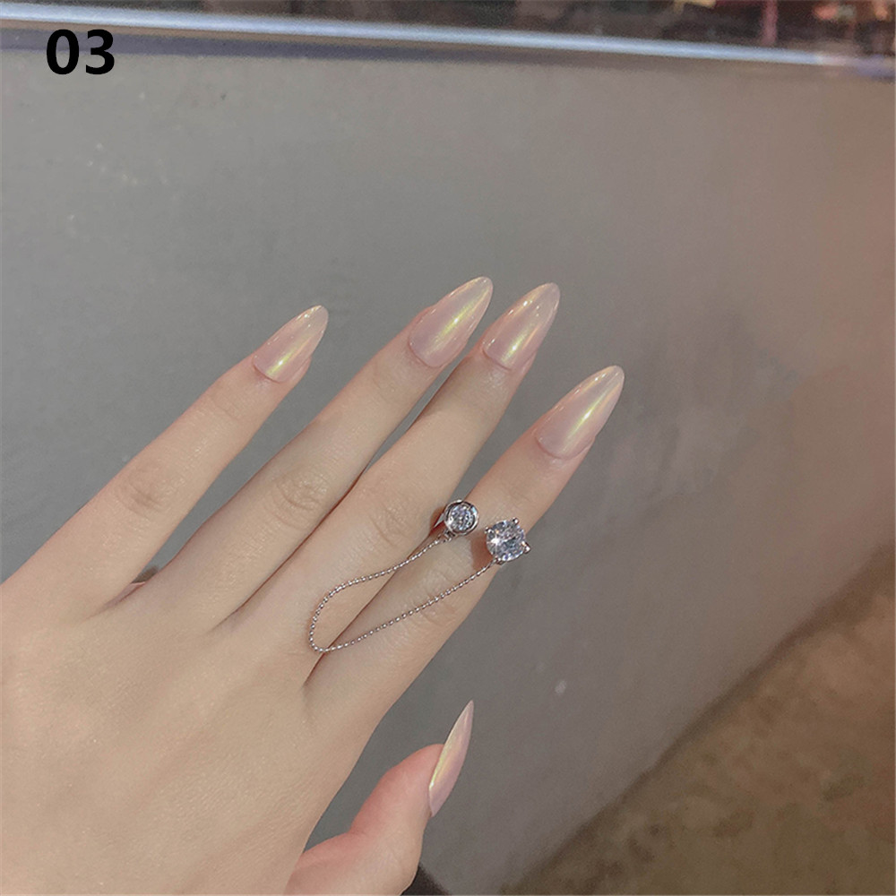 [sweet] woman fashion retro Crystal Butterfly taseel chain Opening Adjustment Rings index finger  rings gift