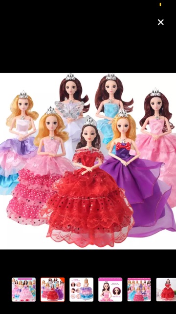 👑 Búp bê Barbie mắt đá lung linh váy cưới may tinh xảo 12 khớp nối