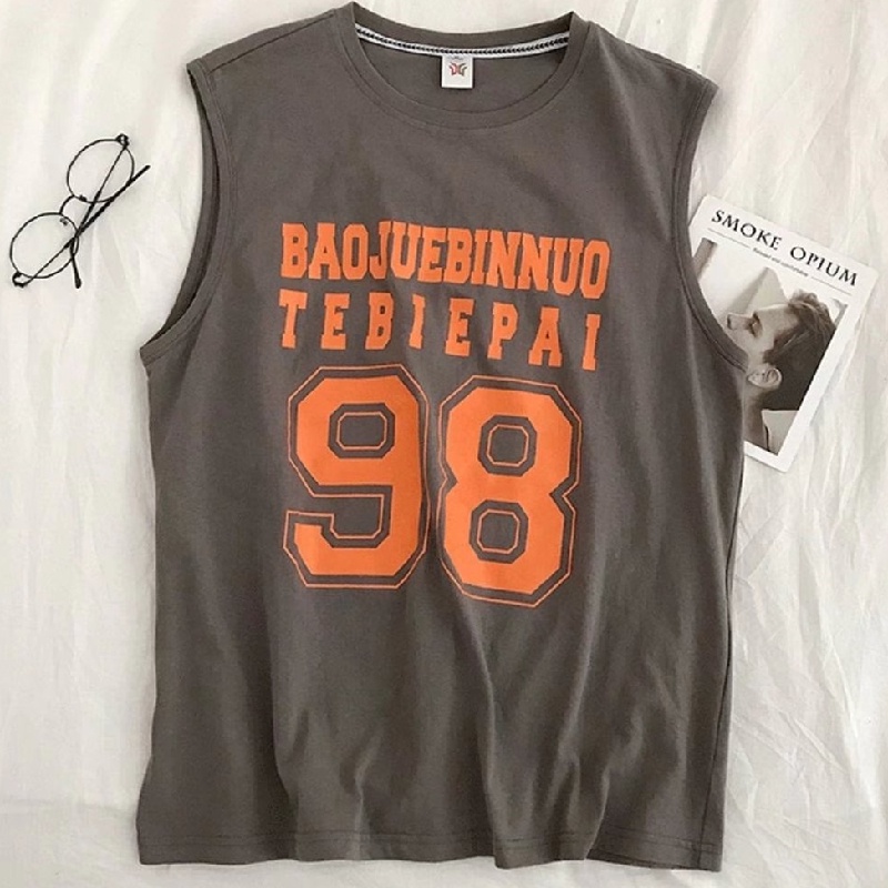 Áo Thun Ba Lỗ Thể Thao Nam Cỡ Lớn M-5XL In Họa Tiết Phong Cách hip hop Hàn Quốc Thời Trang