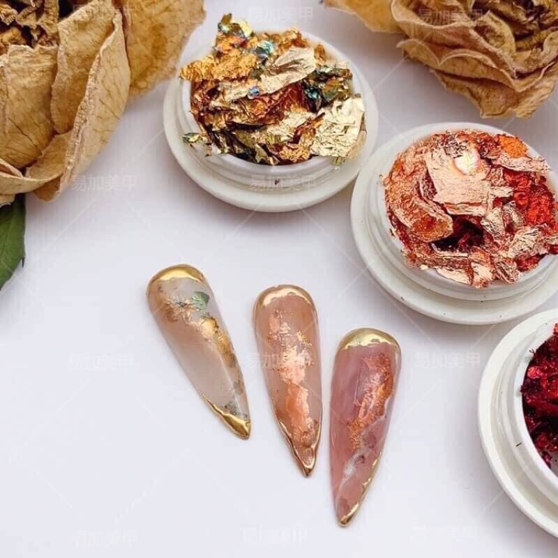 Nhũ giấy bạc, set 12 ô giấy nhún vàng bạc - CHEAP NAIL